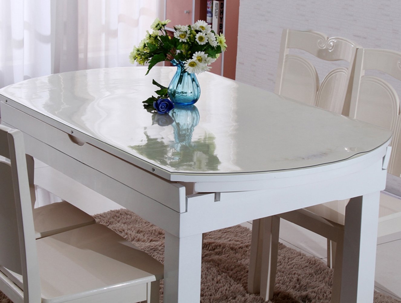 Clear PVC Table Cover Protector - Waterproof Kitchen Table Pad 1.5mm Thick 35x59 Inches - Perfect for Dining Tables, Picnics, and Outdoor Events