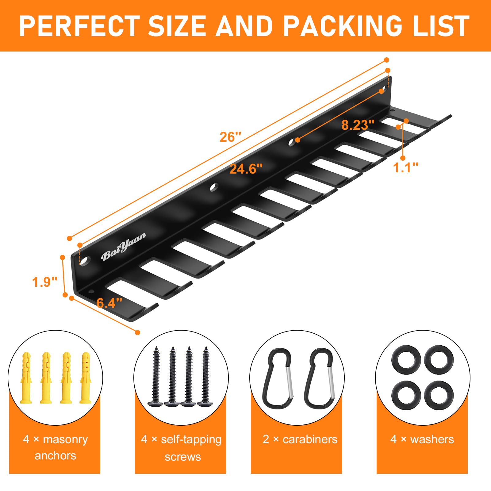 Heavy Duty Wall Mount Gym Storage Rack - 26