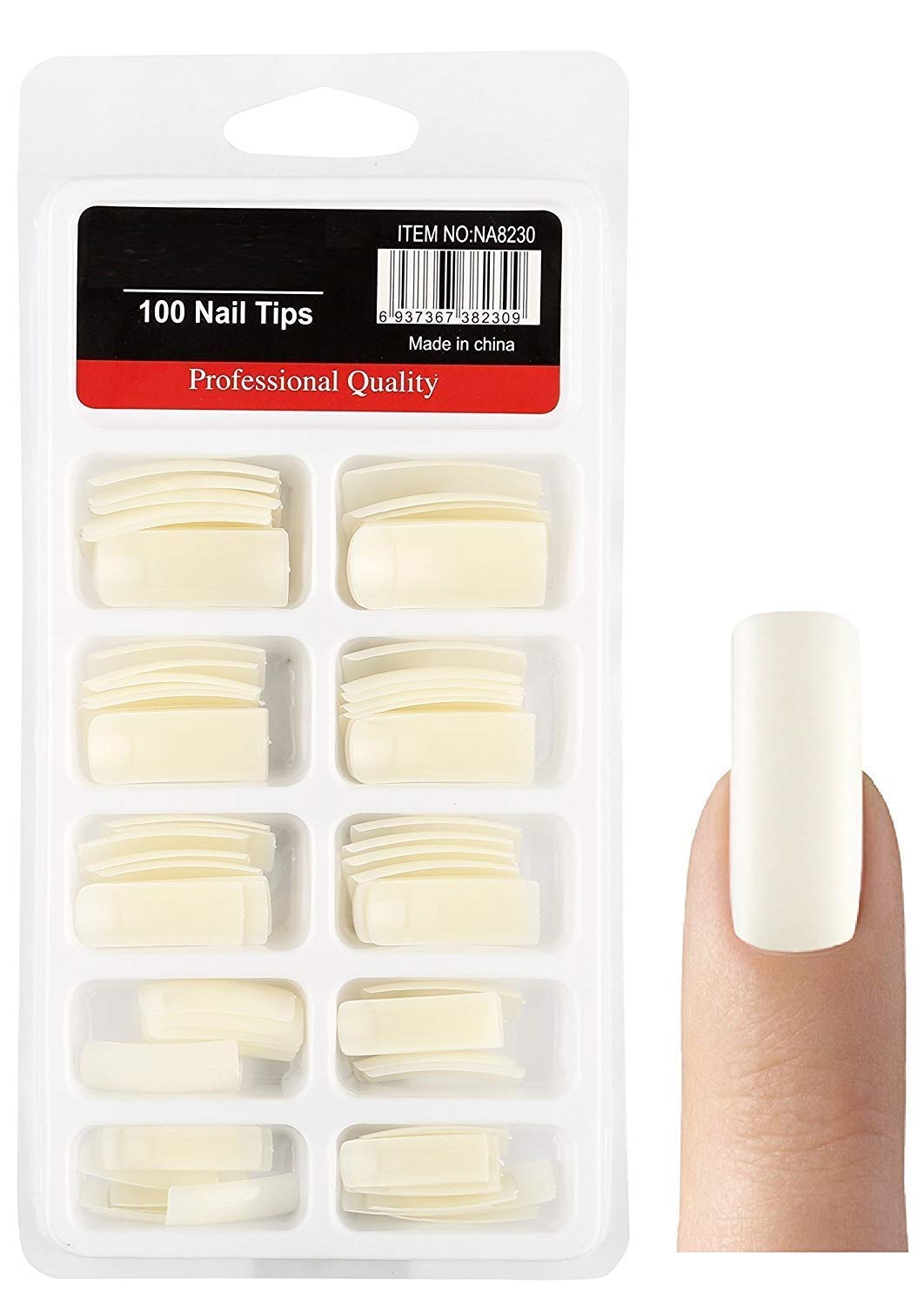 ClubBeauty 100PCS Acrylic Fake Nails Set with 3 Tubes of Nail Glue - Reusable Artificial Nails for Women, French Tip Press On Nails for Salon Quality Manicure at Home, Perfect for Parties, Weddings & Daily Wear