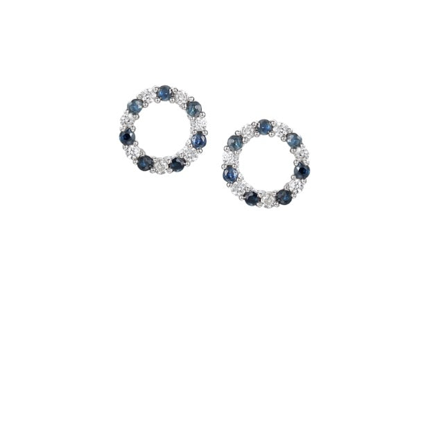 Silver Sapphire & Cubic Zirconia Circle of Life Earrings for Women - Elegant Dangle Drop Jewelry for Wedding, Party & Special Occasions
