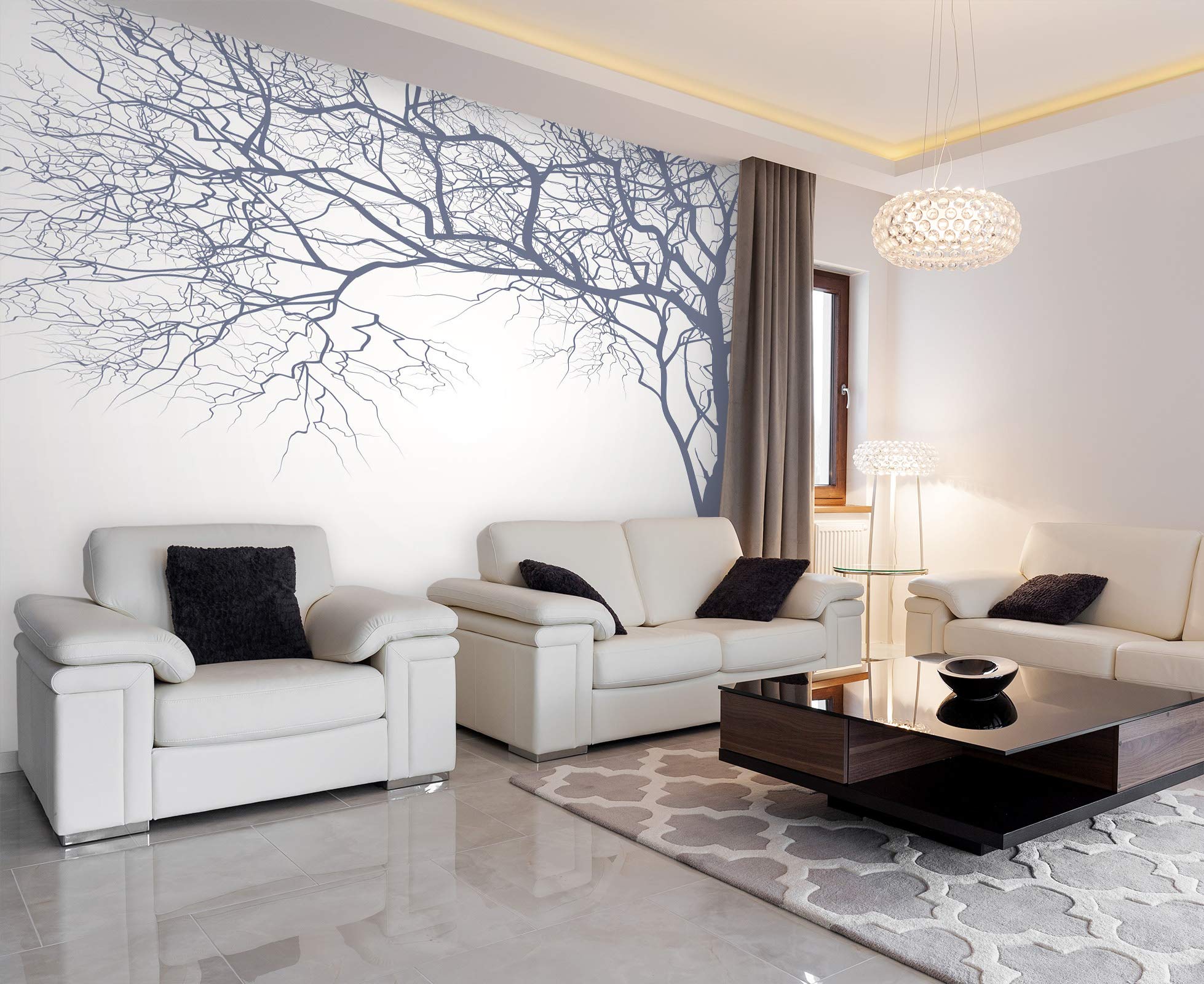 3D Dead Tree Silhouette Wallpaper - Self-Adhesive Vinyl Wall Mural (82