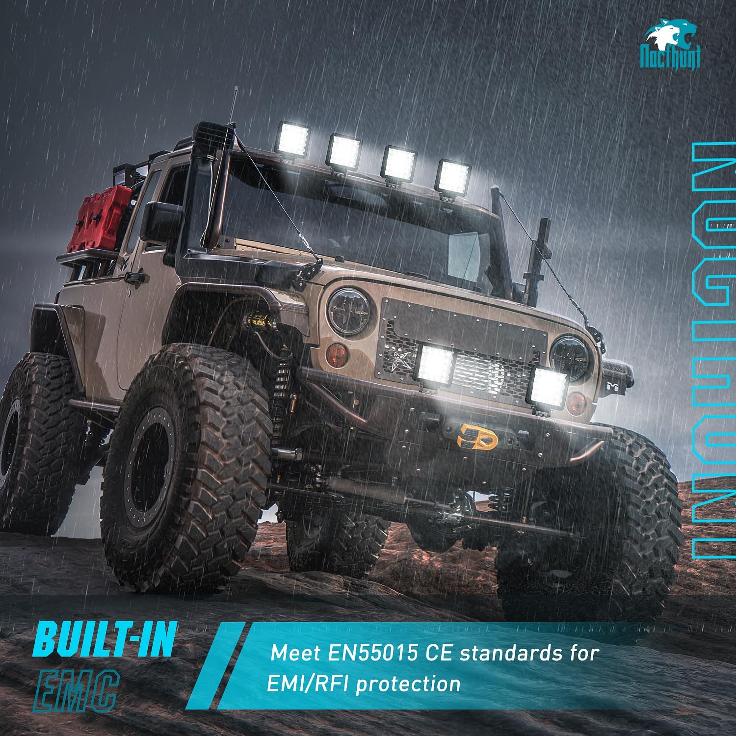 5 Inch 25LED Square Flood EMC LED Pod Lights (Pair) - Waterproof Off-Road Lighting for Trucks, ATVs, Boats & Emergency Vehicles - Perfect for Night Driving, Camping & Work Sites