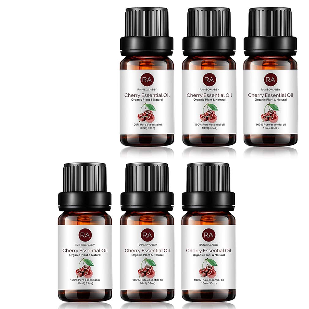 6-Pack 100% Pure Organic Cherry Essential Oil - Natural Aroma Oil for Diffusers, Massage & Aromatherapy (6X10ml) - Perfect for Relaxation, Stress Relief & Home Fragrance