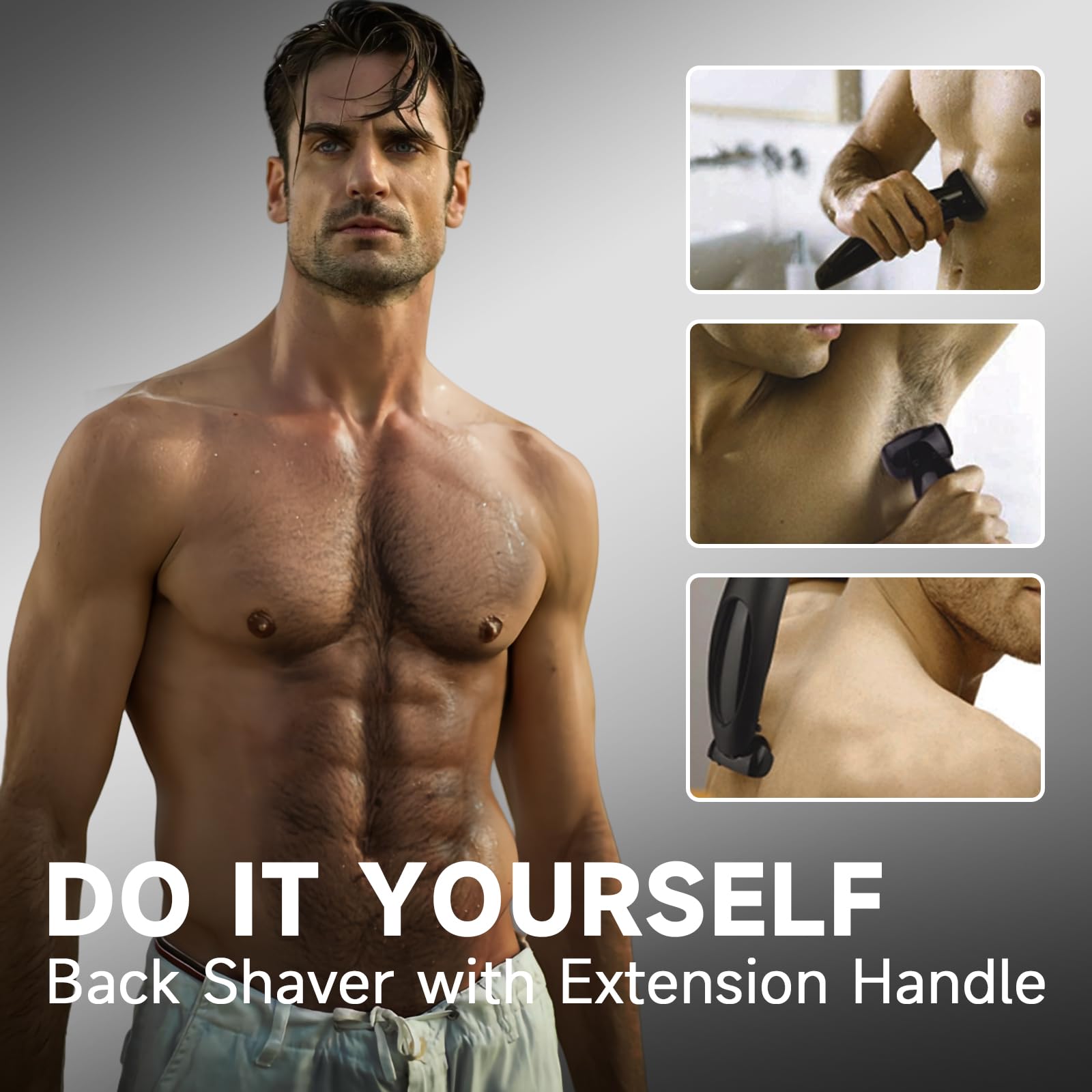 Men's Electric Back Shaver with Long Handle - Rechargeable Body Groomer for Effortless Hair Removal | Includes Nose Trimmer & Multifunctional Design | Perfect for Back, Shoulder & Hard-to-Reach Areas | Ideal for Home Grooming & Travel