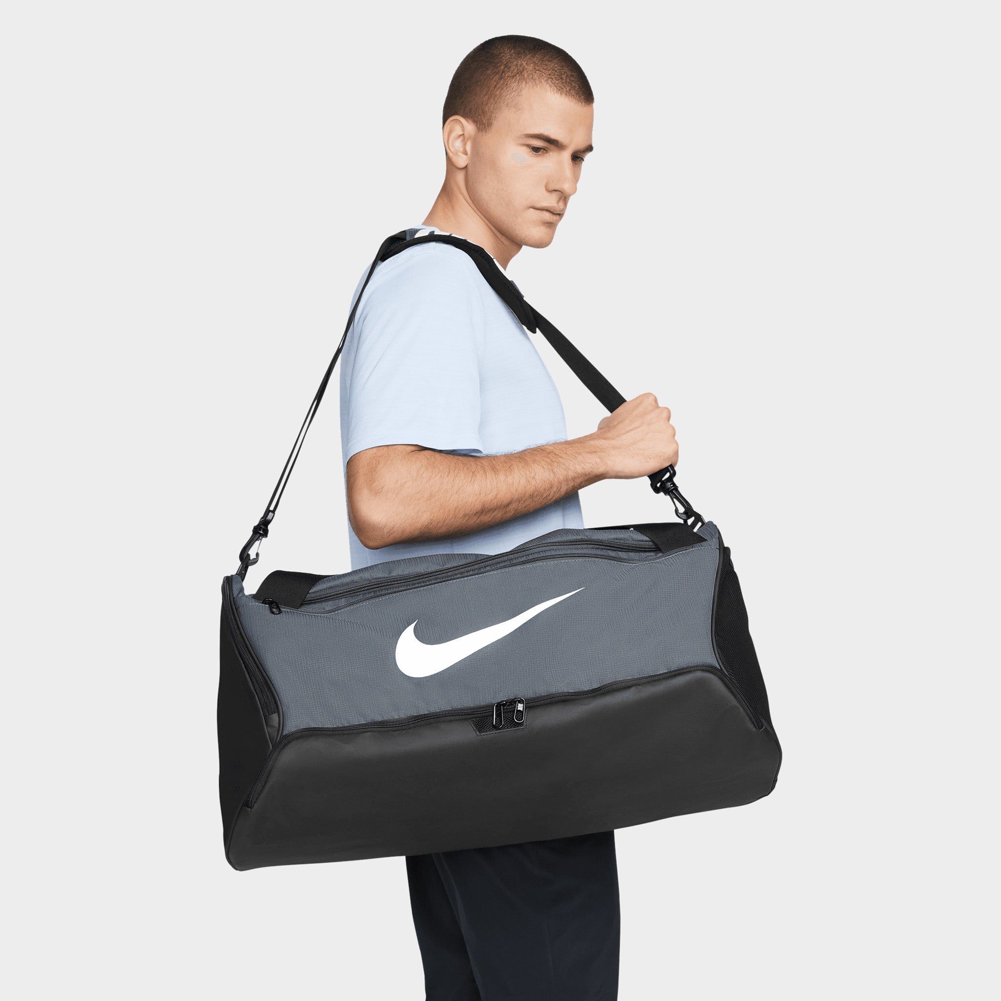 Nike Brasilia 9.5 Medium 60L Training Gym Duffel Bag - Iron Grey/Black/White | Perfect for Workout, Travel & Sports Gear Storage