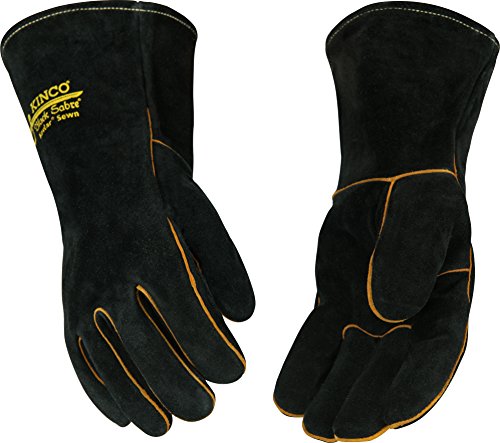 Kinco Black Sabre Premium Cowhide Welding Gloves – Heat & Fire Resistant for Welders, Grilling, BBQ, Fireplace & Baking (1 Pair) – Ideal for Metalworking, Wood Stoves & Outdoor Cooking