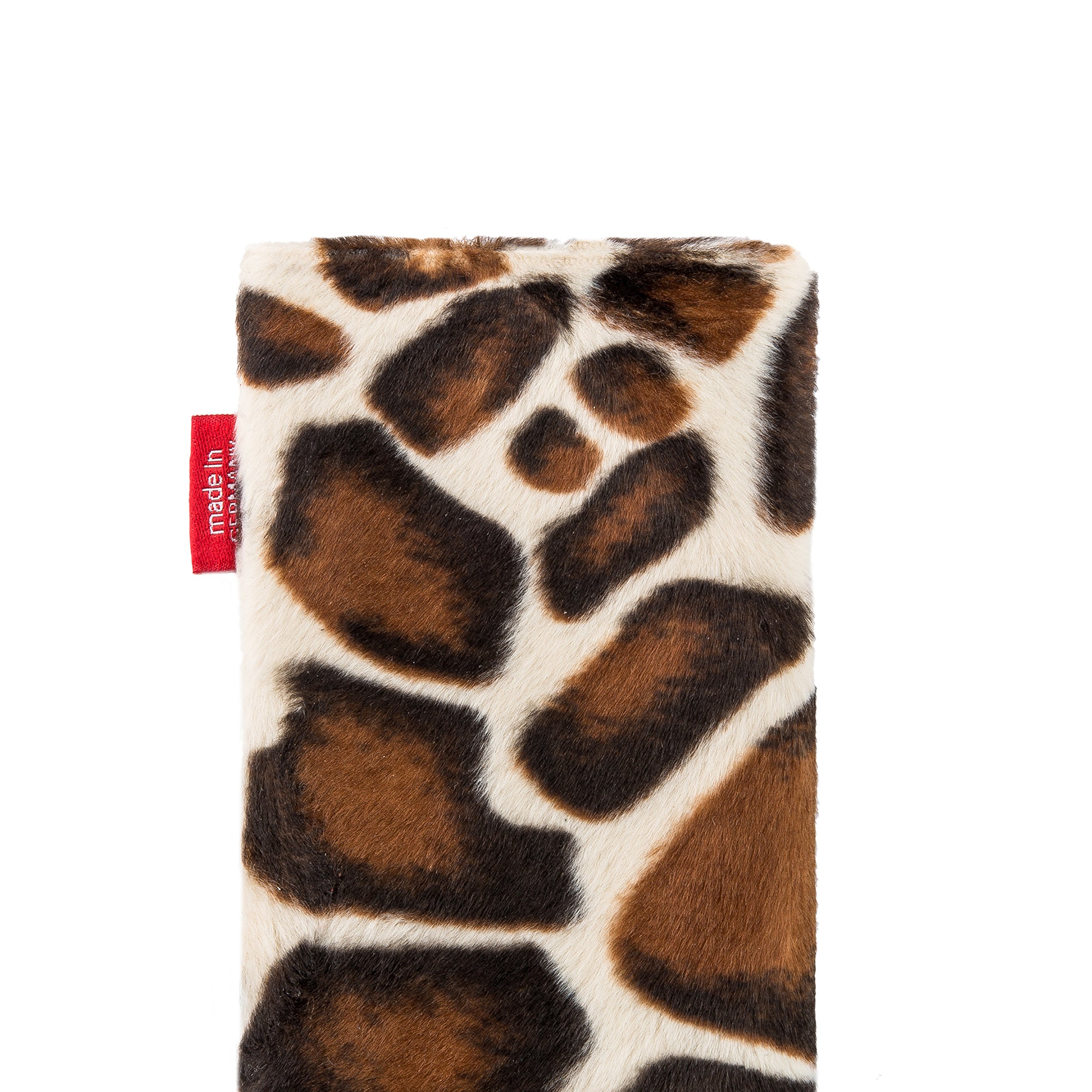 Premium Giraffe Print Custom Fit Sleeve Case for Samsung Galaxy S22 Ultra - German-Made Faux Fur Pouch with Microfiber Lining (Display Cleaning) - Perfect for Travel, Office & Everyday Protection
