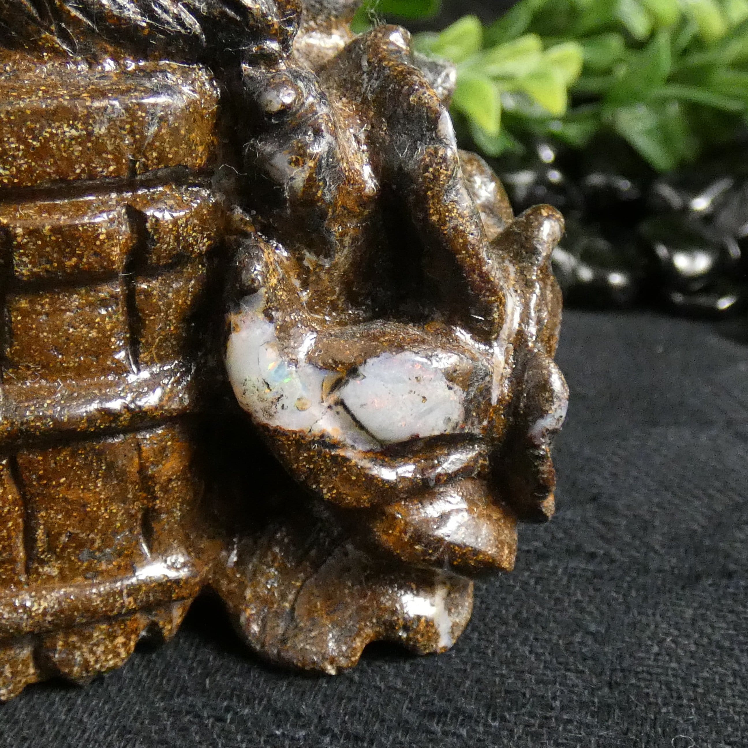 Natural Boulder Opal Fox Carving - Handcrafted Gemstone Animal Sculpture for Home Decor, Gift & Collection | Perfect for Feng Shui, Office Desk & Spiritual Healing