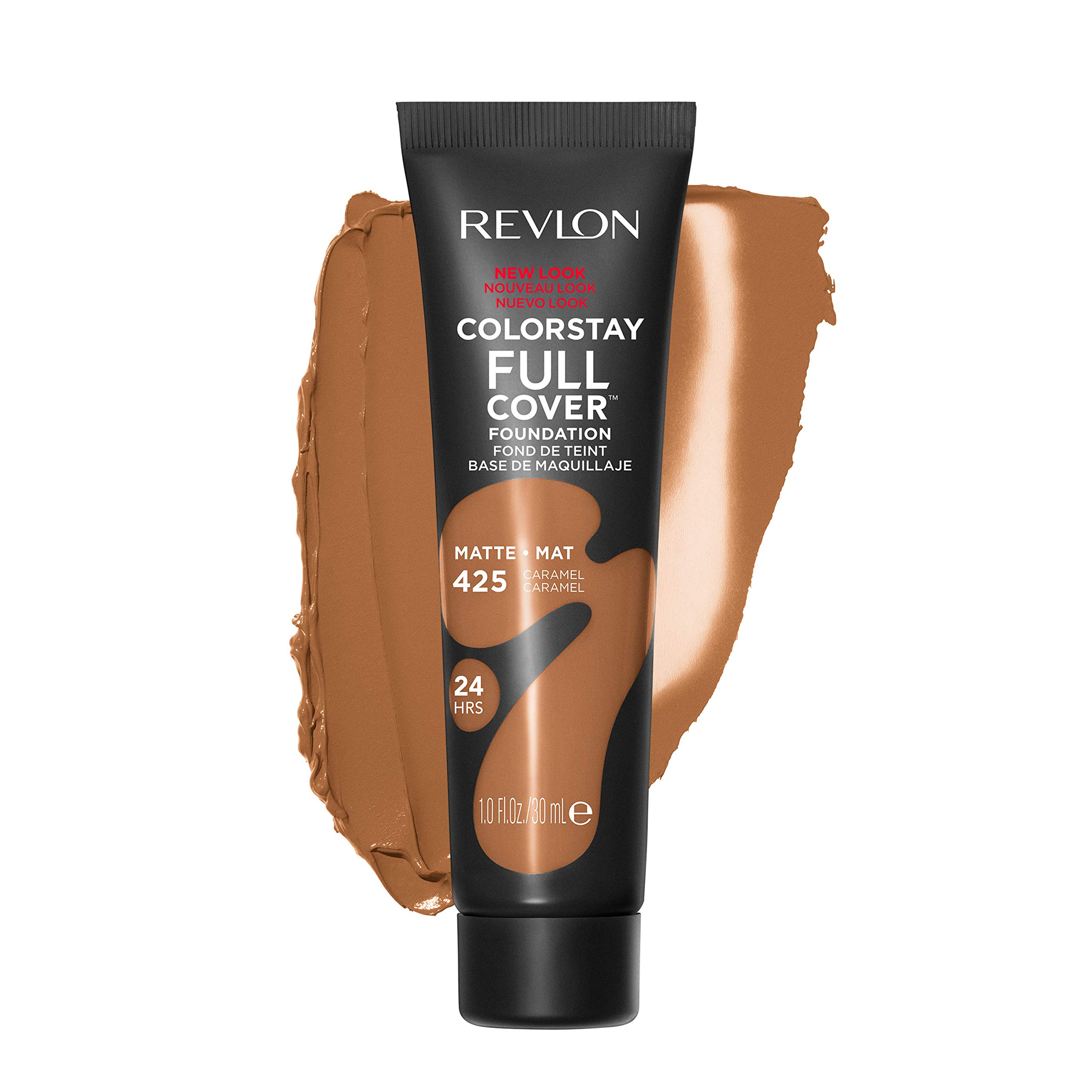 Revlon ColorStay Full Cover Longwear Matte Foundation - Heat & Sweat Resistant, Lightweight Face Makeup - Caramel (425), 1.0 oz - Perfect for All-Day Wear, Outdoor Activities & Hot Weather