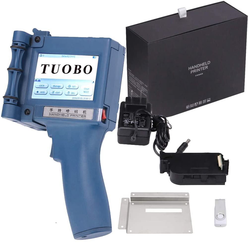 Tuobo Portable Handheld Inkjet Printer - High Definition Inkjet Coding Machine with LED Screen for Labels, Trademarks & Logos | Ideal for Packaging, Barcodes & Product Marking