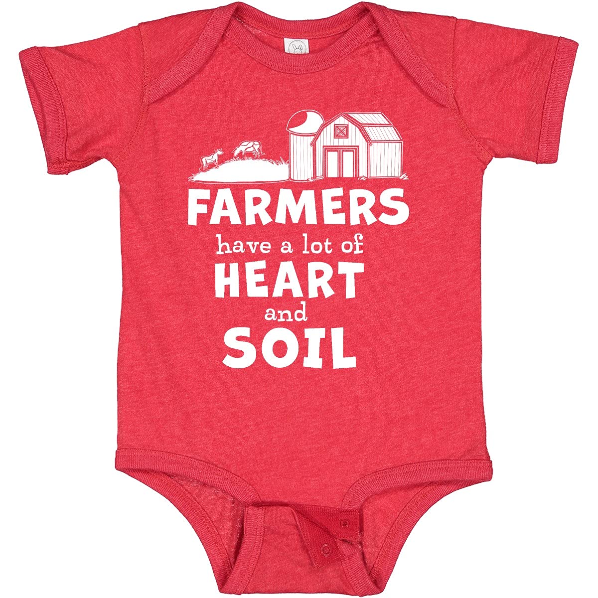 Inktastic Farmers Have a Lot of Heart and Soil Baby Bodysuit - Cute Organic Cotton Onesie for Newborns & Infants - Perfect for Farm-Themed Baby Showers, Family Photos & Country Lifestyle