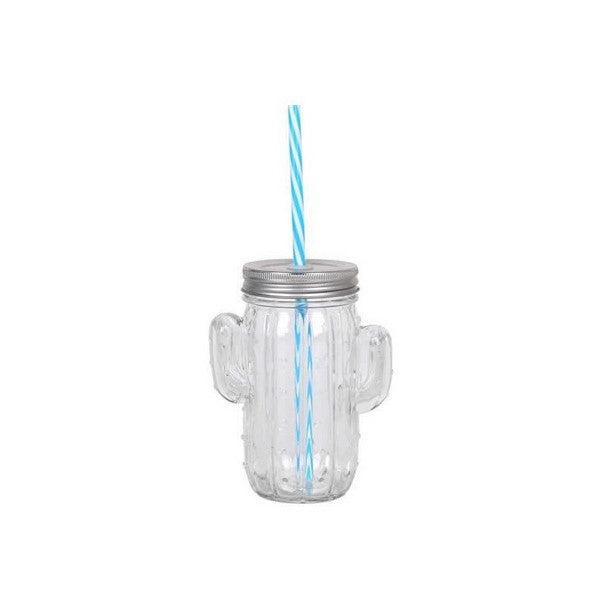 Cactus Straw Cup 40cl - Reusable Eco-Friendly Drinking Glass for Juice, Smoothies & Cocktails - Perfect for Parties, Picnics & Home Use