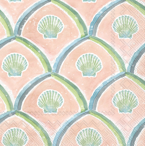 Premium Watercolor Coast Shells Cocktail Napkins Set - Elegant Boston International Design for Parties, Weddings & Coastal Home Decor