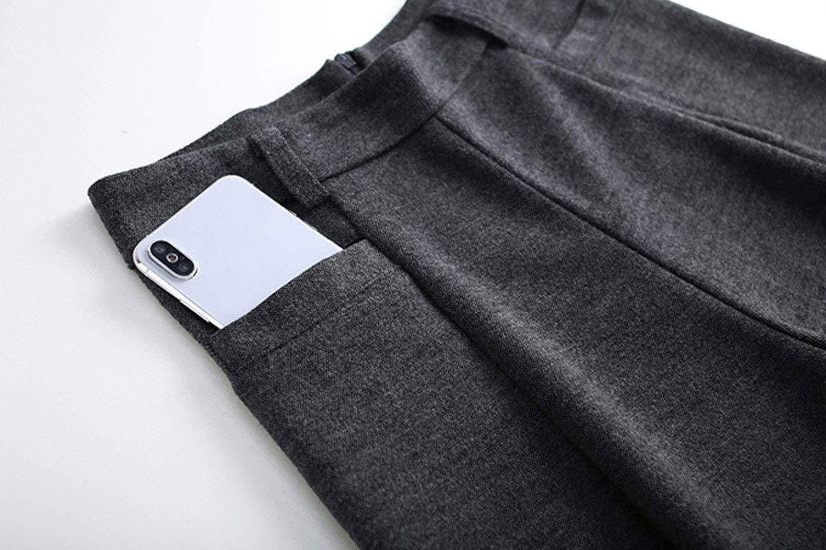 Ebossy Women's High Waisted Wool Flared Wide Leg Pants - Winter Warm Fleece Lined Culottes for Office, Travel & Casual Outfits