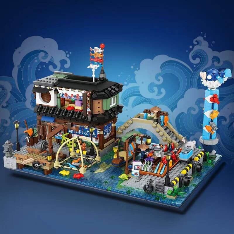 LOZ 1049 Japanese Fish Stall Mini Building Blocks Set - Creative DIY Toy for Kids & Adults, Perfect for Home Decoration & Gift Giving