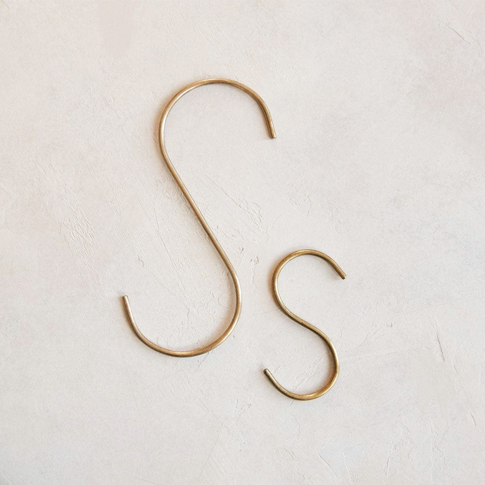 Brass S Utility Hook - Heavy Duty Hanging Hook for Home, Kitchen, Garage & Outdoor Organization