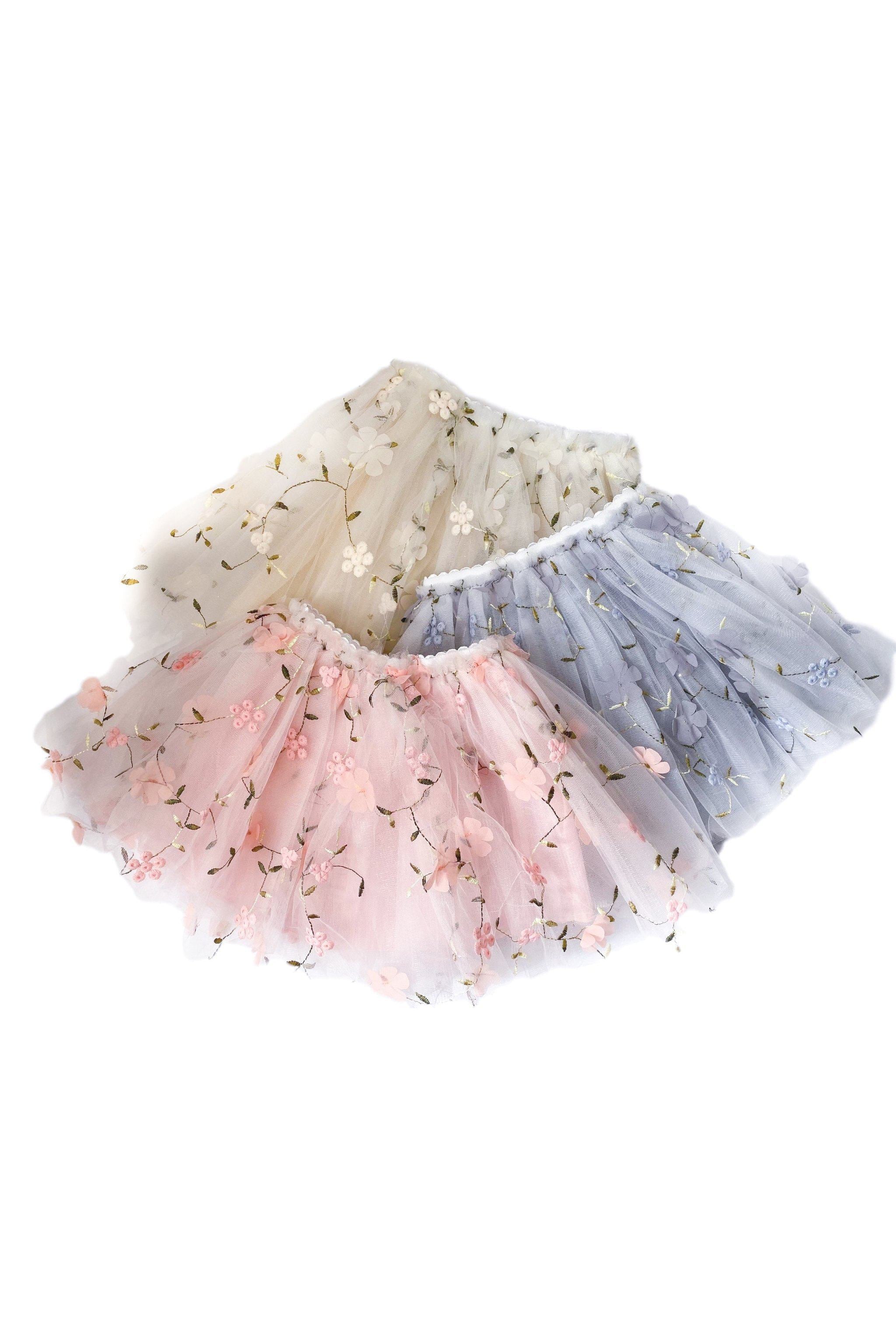 Floral Tutu Skirt for Girls - Elegant Ballet Skirt with Soft Tulle Layers - Perfect for Dance Recitals, Birthday Parties & Photo Shoots