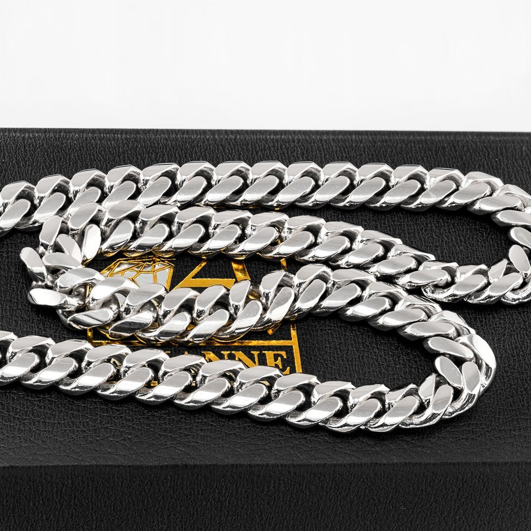 14K Solid White Gold Men's Cuban Link Chain 7mm - Perfect for Gifts, Hip-Hop Fashion & Everyday Luxury Jewelry