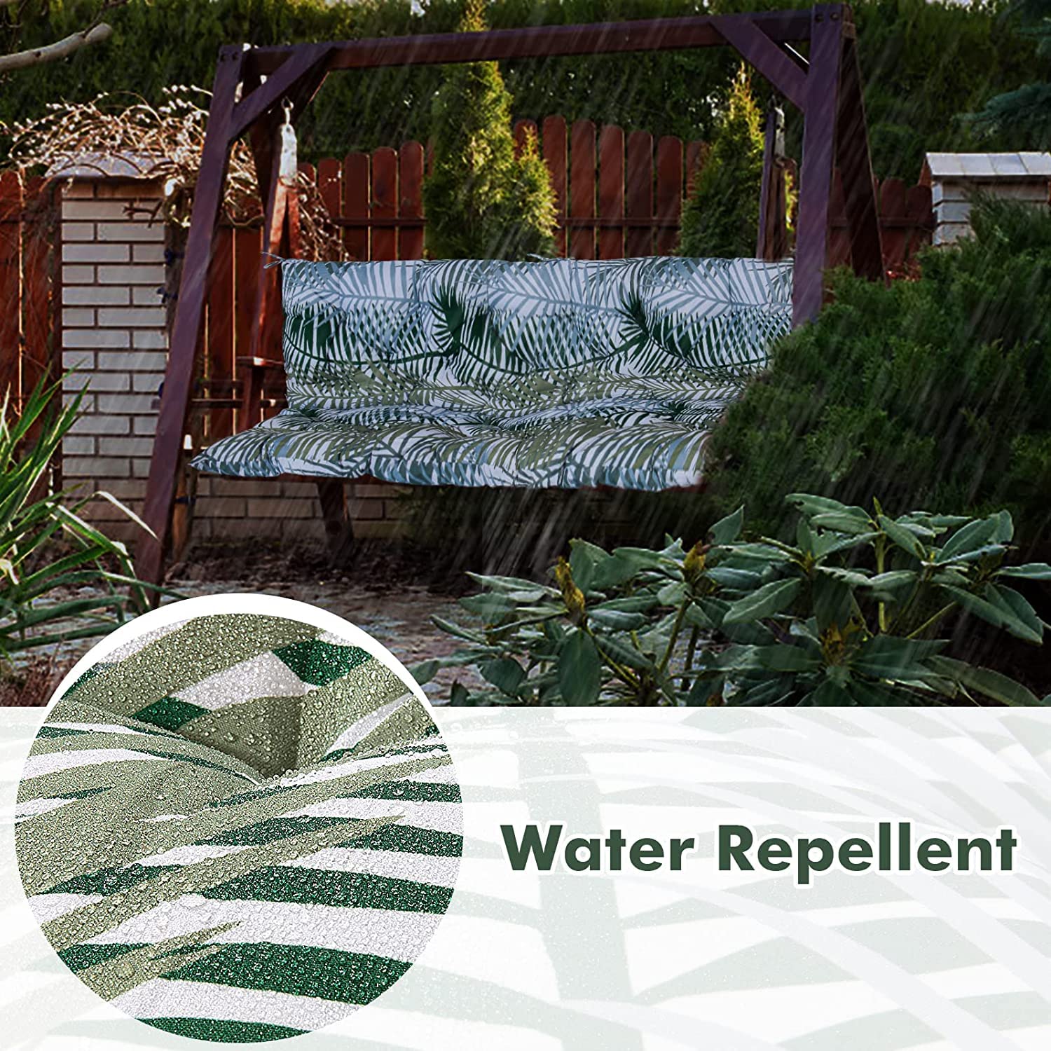 Waterproof Outdoor Swing Cushions 40x47 Inch - Soft Garden Bench Seat Pads with Backrest & Non-Slip Ties - Overstuffed Patio Chair Cushions for Porch, Deck, Backyard (Floral Pattern) | Durable & Weather-Resistant for Year-Round Comfort