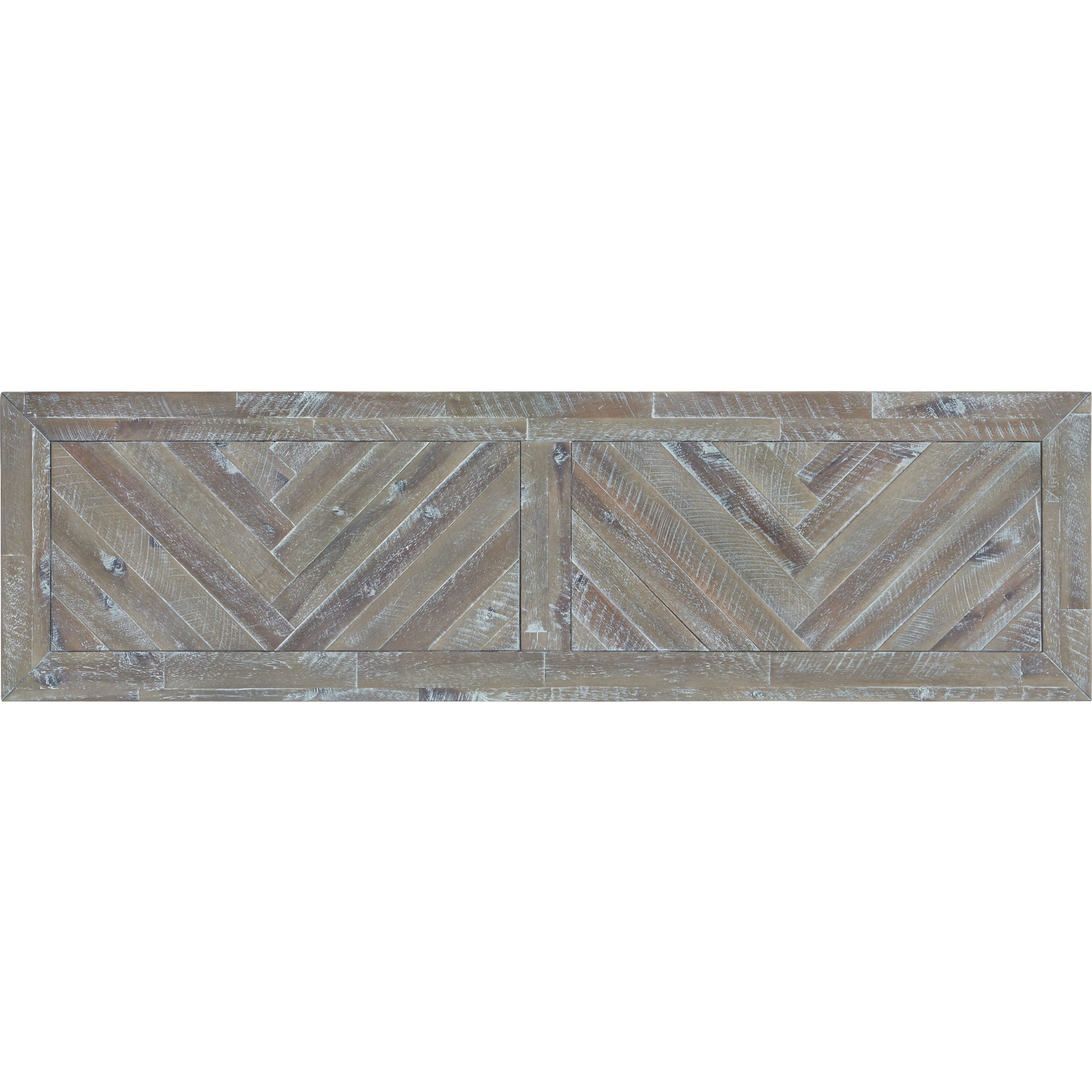 Rustic Latte Herringbone Solid Wood Two-Drawer Entryway Console Table - Perfect for Hallway, Living Room & Farmhouse Decor