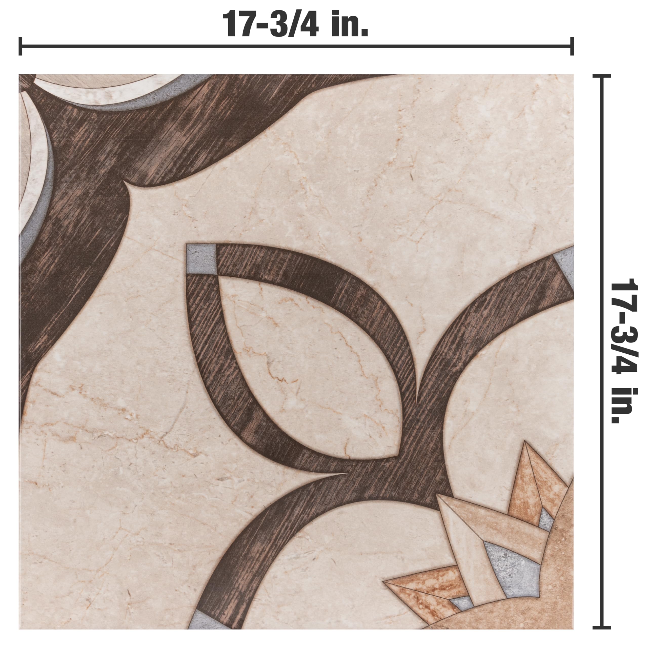 Argos Natural 17.75x17.75 Inch Ceramic Tile - Matte Finish Floor and Wall Tile for Kitchen, Bathroom & Backsplash - Durable Waterproof Porcelain Tile for Home Renovation