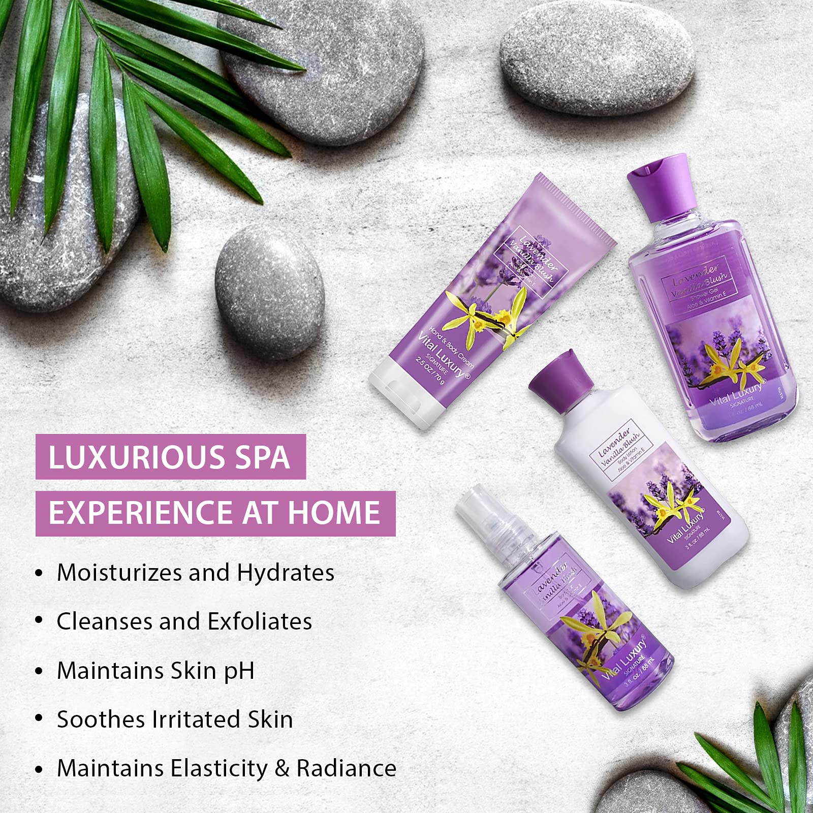 Japanese Cherry Blossom & Lavender Vanilla Spa Gift Set - Moisturizing Body Lotion, Shower Gel, Cream & Fragrance Mist - Relaxing Skincare Kit for Women & Men - Perfect for Valentine's Day, Mother's Day & Self-Care Rituals