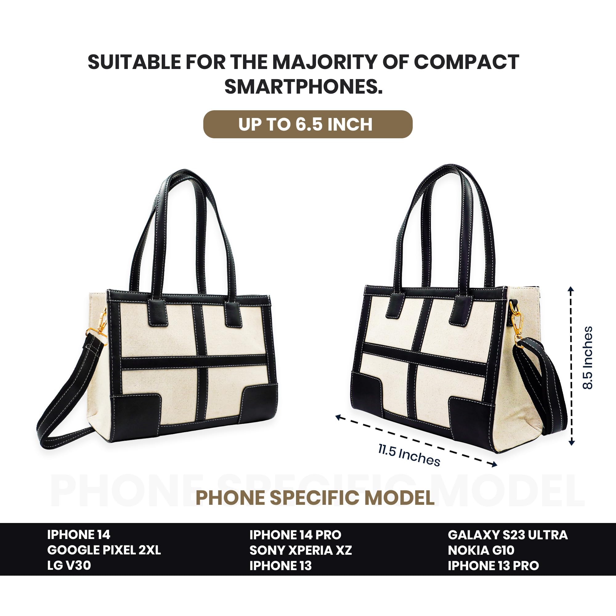 Stylish 12 Inch Canvas Tote Bag with Front Pocket - Women's Work Shoulder Bag for Office, College & Travel | Durable Casual Handbag & Small Briefcase | Perfect for Business, Commuting & Campus Life (0059)