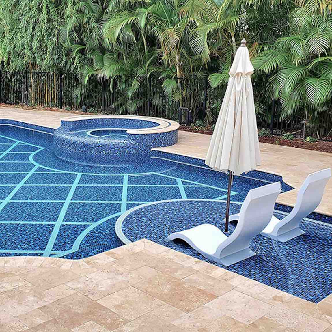 Blue Lava Glass Mosaic Tile 1x1 Inch - Staggered Pattern for Backsplash, Shower Wall, and Pool Design