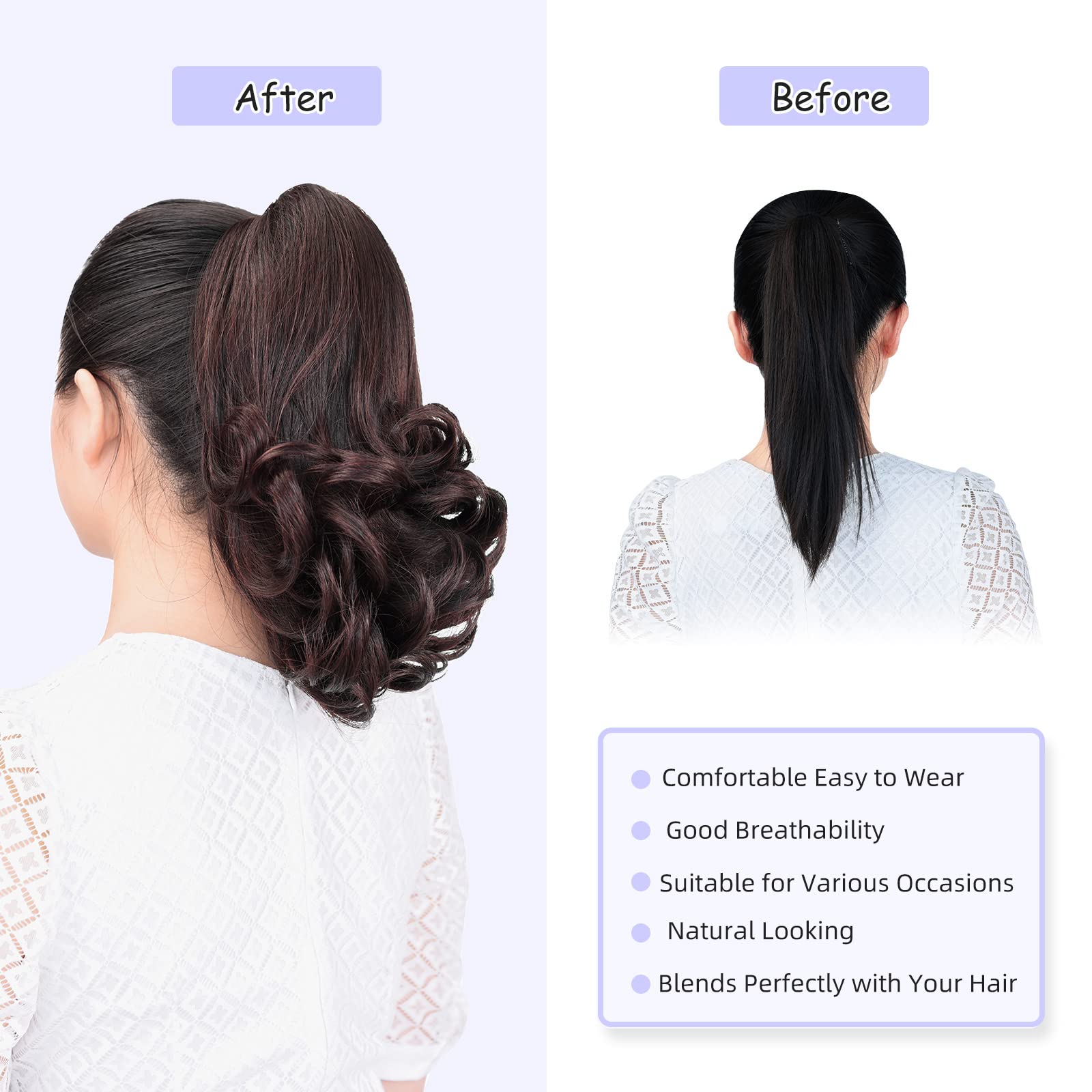 Natural Straight Ponytail Hair Extension with Claw Clip - Seamless Blonde Brown Black Hairpiece for Women - Perfect for Parties, Weddings & Everyday Styling