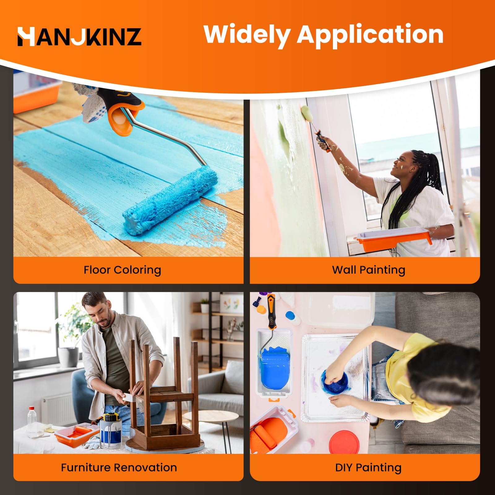 27 Pack Paint Tray Kit - 4 Inch Small Plastic Paint Tray with 20 Disposable Liners | Thickened Light Orange Paint Roller Tray Liners for Home Painting, DIY Projects & Professional Use