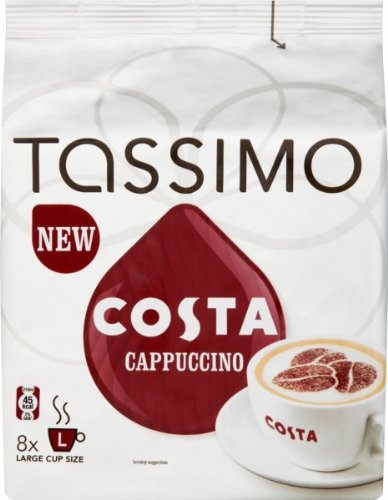 Tassimo Costa Cappuccino Coffee Pods 3 x 8's (24 Count) - Rich & Creamy Coffee Capsules for Tassimo Brewers - Perfect for Breakfast, Office, or Afternoon Break
