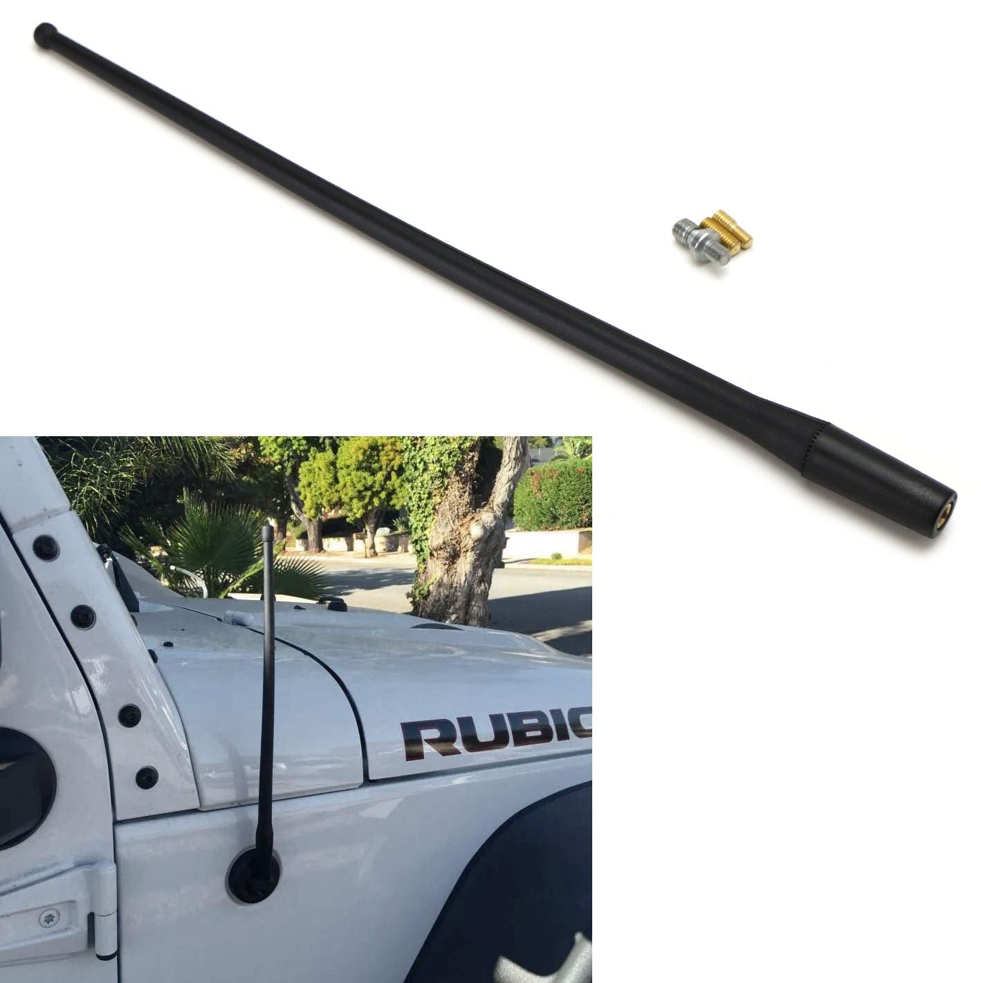 13 Inch Rubber Flexible Stubby Radio Antenna Topper for Jeep Wrangler TJ JK JL - Durable & Weatherproof Replacement Antenna for Off-Roading & Daily Driving