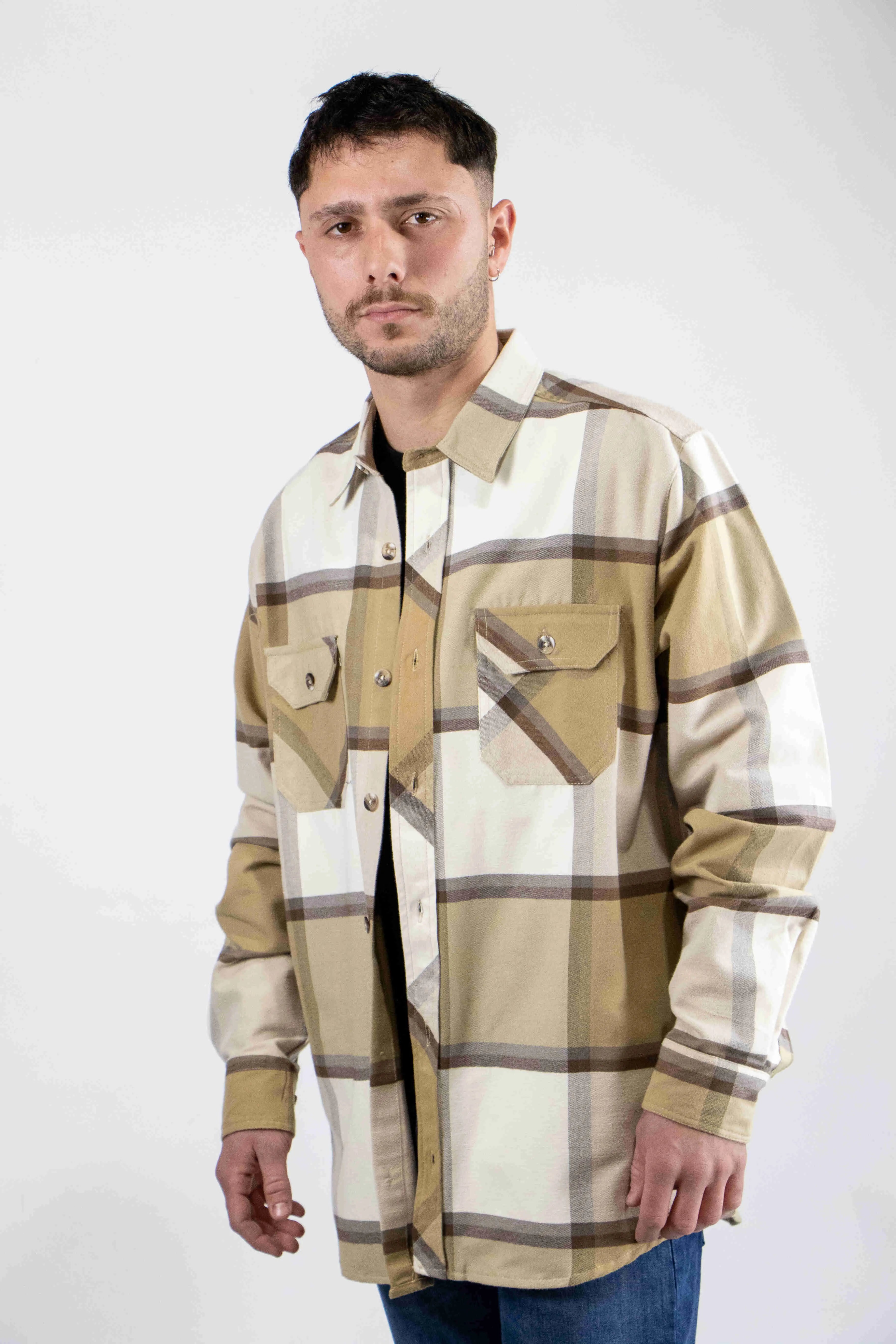 Ocn Zurich Beige Brown Camel Shirt - Casual Button Down Shirt for Men, Perfect for Office, Travel & Everyday Wear