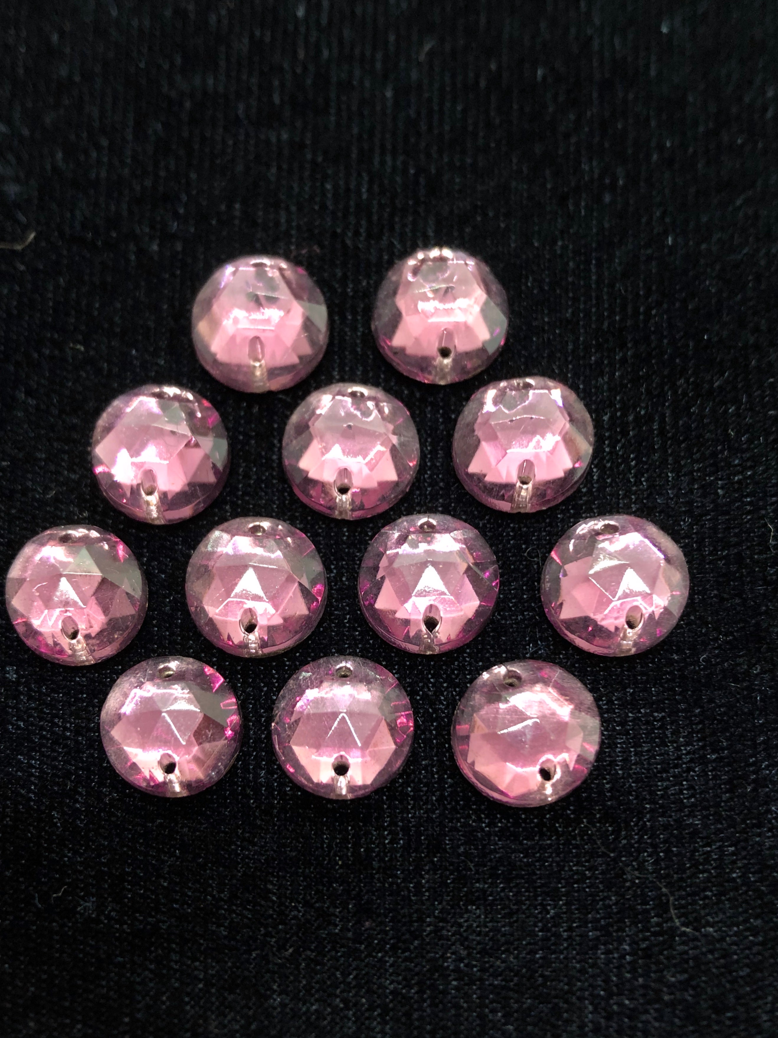 11mm Czech Amethyst Rhinestones - Round Sew On Gemstones (12 Pack) for DIY Jewelry, Costumes, and Crafting Projects