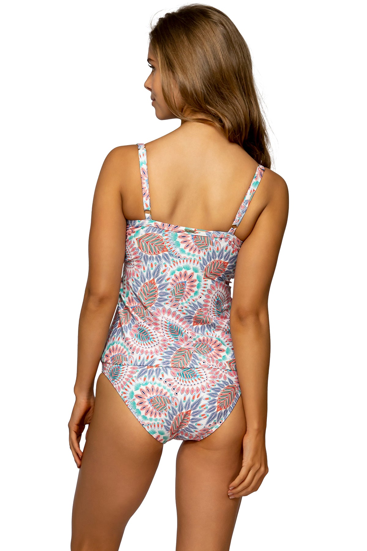 Forever Tankini Vivid Plumes - Women's Floral Print Swimwear Top with Adjustable Straps | Perfect for Beach Vacations, Pool Parties & Summer Getaways