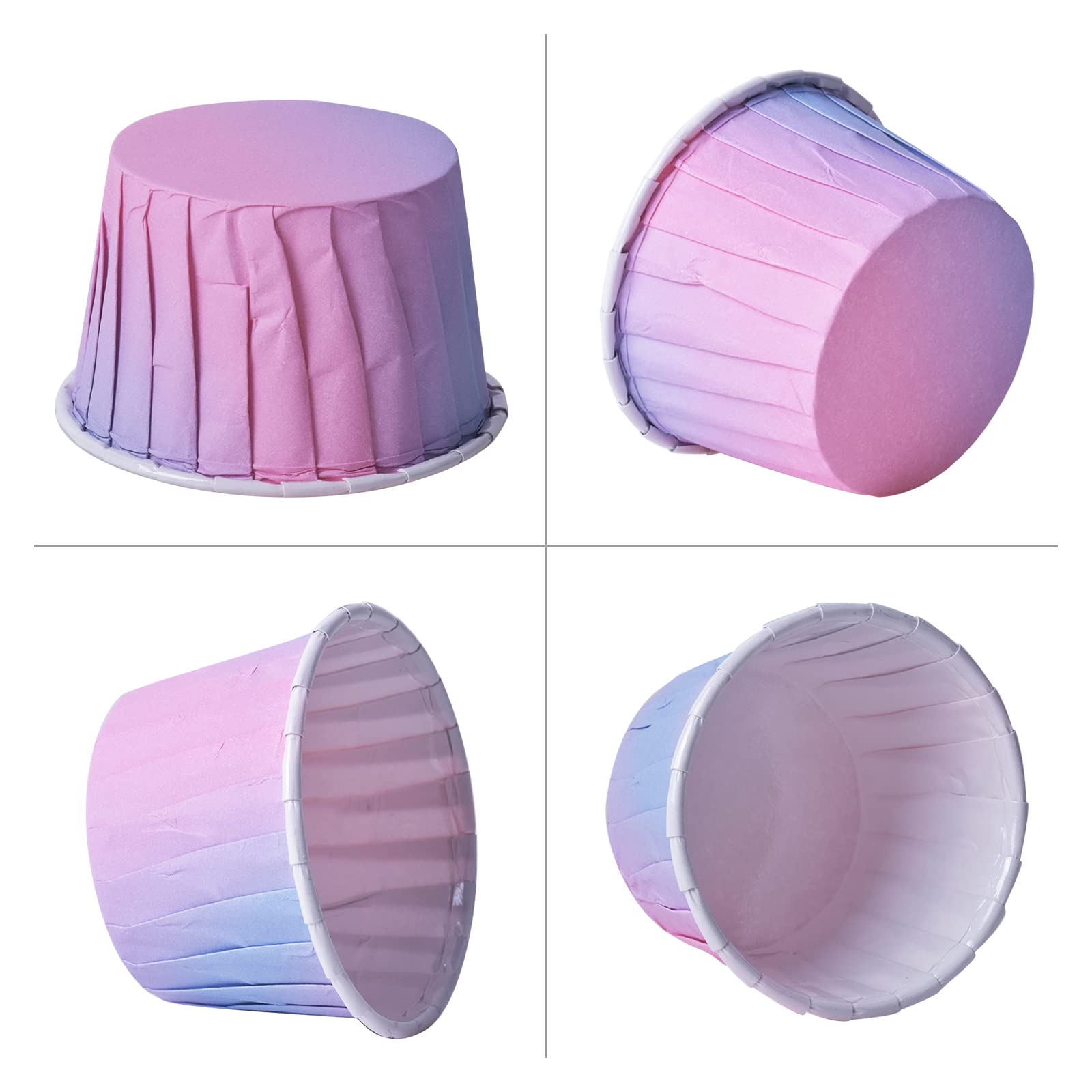 100 Pcs Gradient Cupcake Liners - Greaseproof Baking Cups for Muffins, Cake Balls & Candies | Perfect for Wedding, Birthday & Party Baking | Reusable & Eco-Friendly Baking Supplies for Home & Professional Use