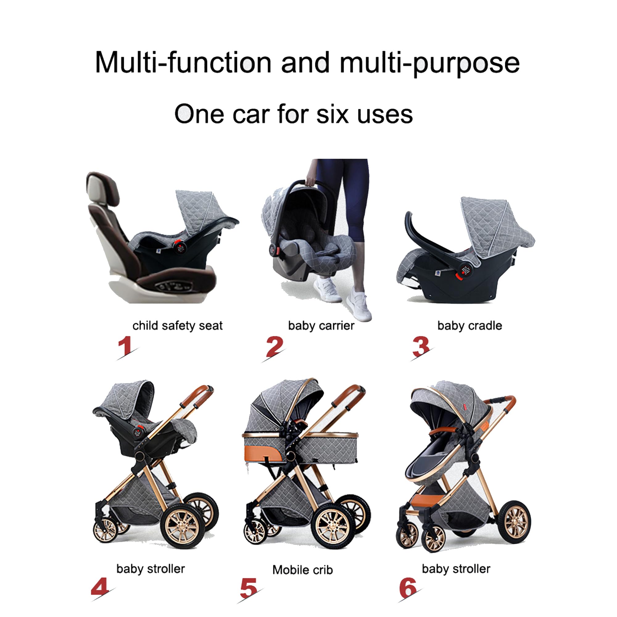 3-in-1 Convertible Baby Travel System Stroller - Lightweight Foldable Deluxe Stroller with High View Seat & Base (Silver Grey) | Perfect for Newborns, Toddlers & Family Outings