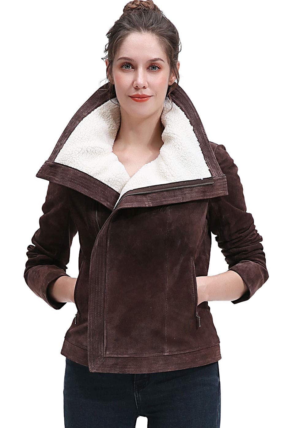 BGSD Women's Suede Leather Jacket - Regular, Plus Size & Petite Options | Stylish Outerwear for Fall, Winter & Casual Wear