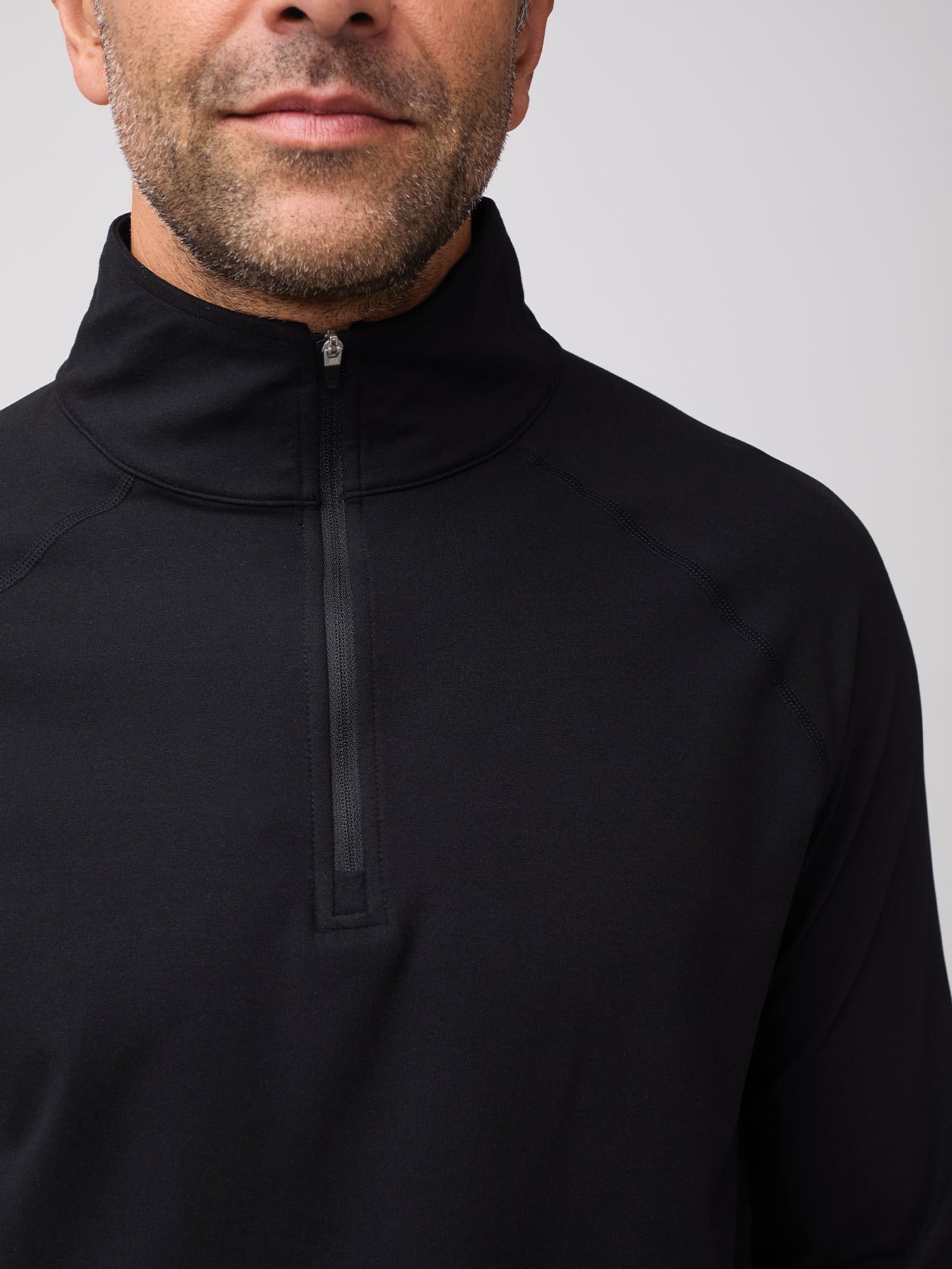 Black Tech Quarter Zip Pullover - Lightweight & Breathable Men's Performance Shirt for Running, Hiking & Outdoor Activities