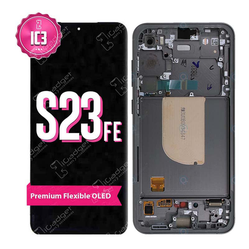Samsung S23 FE IC3 OLED Screen Replacement with Middle Frame - High-Quality Display Repair Kit for DIY Fixes at Home or Office