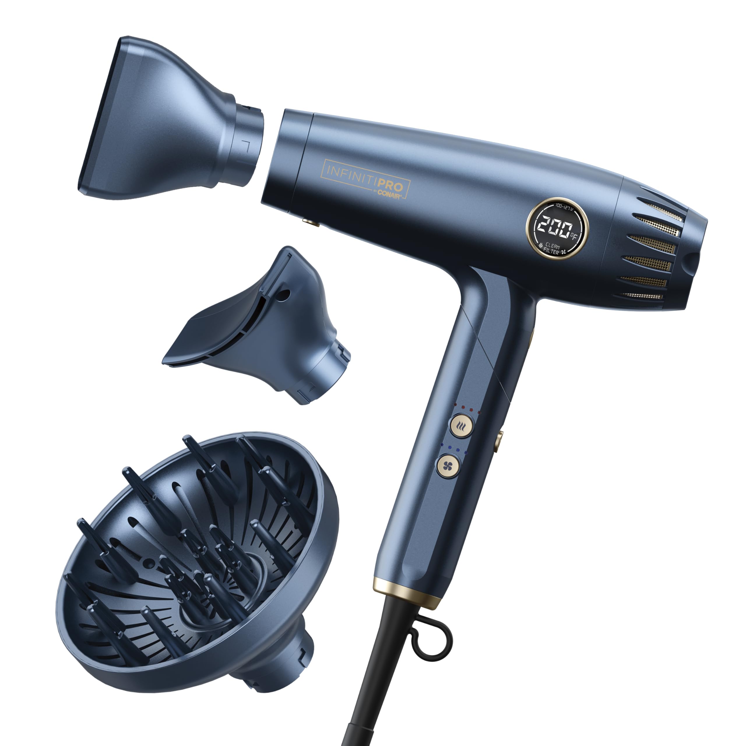 INFINITIPRO by CONAIR DigitalAIRE 2.0 Hair Dryer - Fast Blow Dryer with Diffuser for Frizz-Free Hair | High Speed 5X Airflow for Quick Drying | Professional Salon Hair Dryer for Home Use - Perfect for Styling, Volumizing & Daily Hair Care