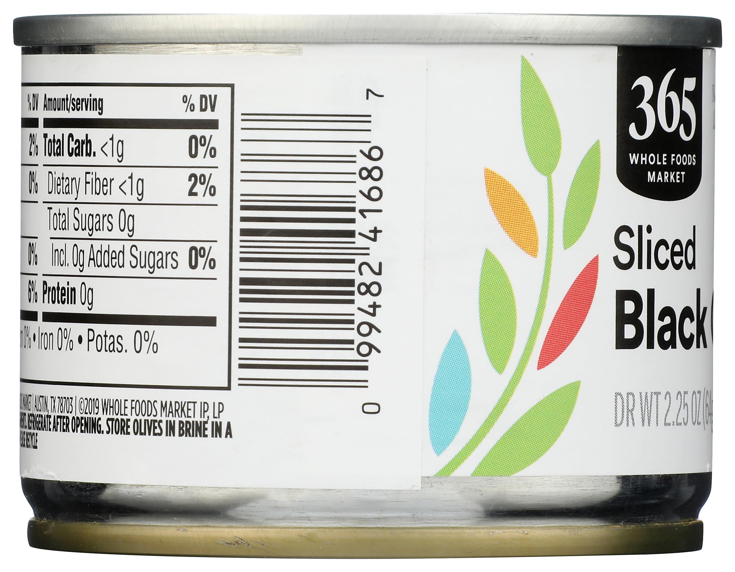 365 by Whole Foods Market, Ripe Sliced Black Olives, 2.25 Ounce (Pack of 6) | Kalamata Olives for Salads, Pizzas & Mediterranean Recipes | Gluten-Free & Non-GMO