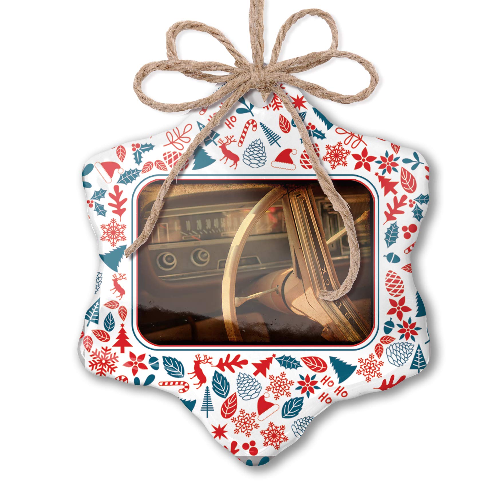 Classic Hot Rod Christmas Car Ornament - Red White Blue Xmas Decor for Tree, Home & Holiday Party Decorations
