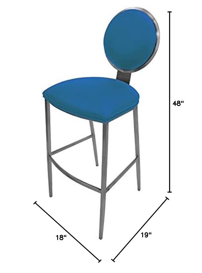 Tobias Designs 30 Inch Modern Blue Stainless Steel Bar Stool - Perfect for Kitchen Islands, Breakfast Bars & Home Decor