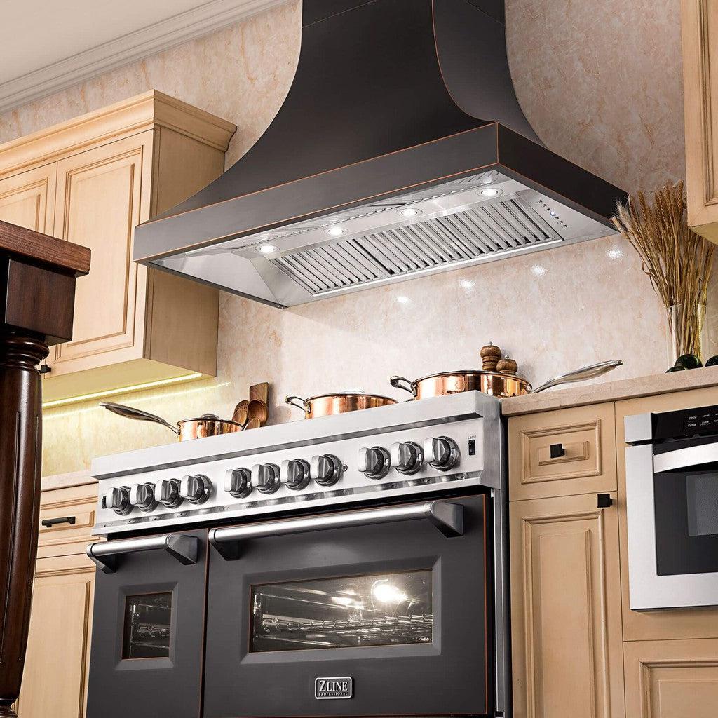 ZLINE 8632B Designer Series Oil Rubbed Bronze Wall Mount Range Hood - 36 Inch Kitchen Vent Hood with Powerful CFM for Modern Home Cooking
