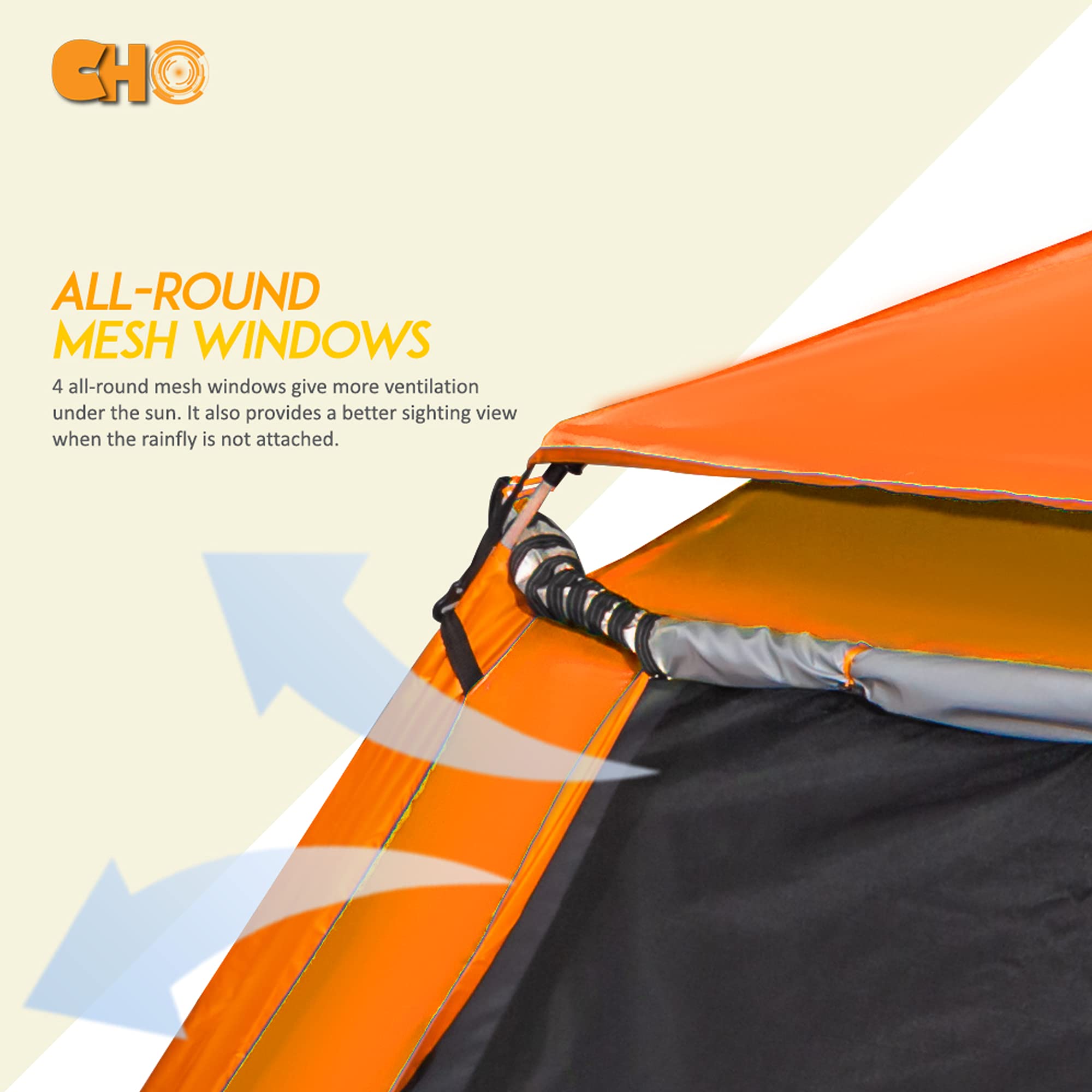 4 Person Pop Up Camping Tent - Large Portable Beach Tent for Family, Backpacking & Hiking - Lightweight Sun Shade Shelter for Outdoor Travel, Picnics & Beach Days