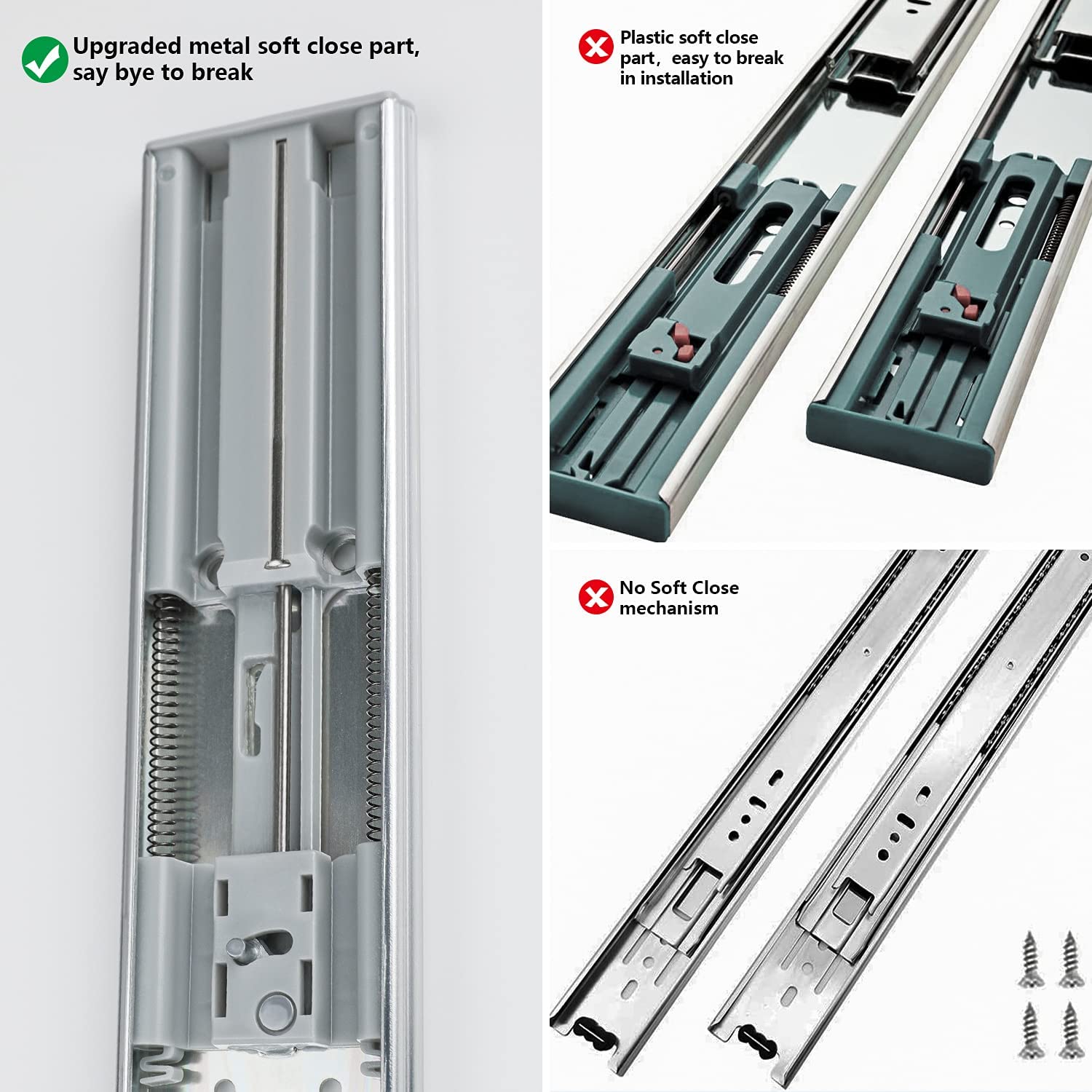 Homdiy 22 Inch Soft Close Drawer Slides - 6 Pairs Full Extension Heavy Duty Ball Bearing Cabinet Slides (100 LB Capacity) - Perfect for Kitchen Cabinets, Dressers & Furniture Upgrades