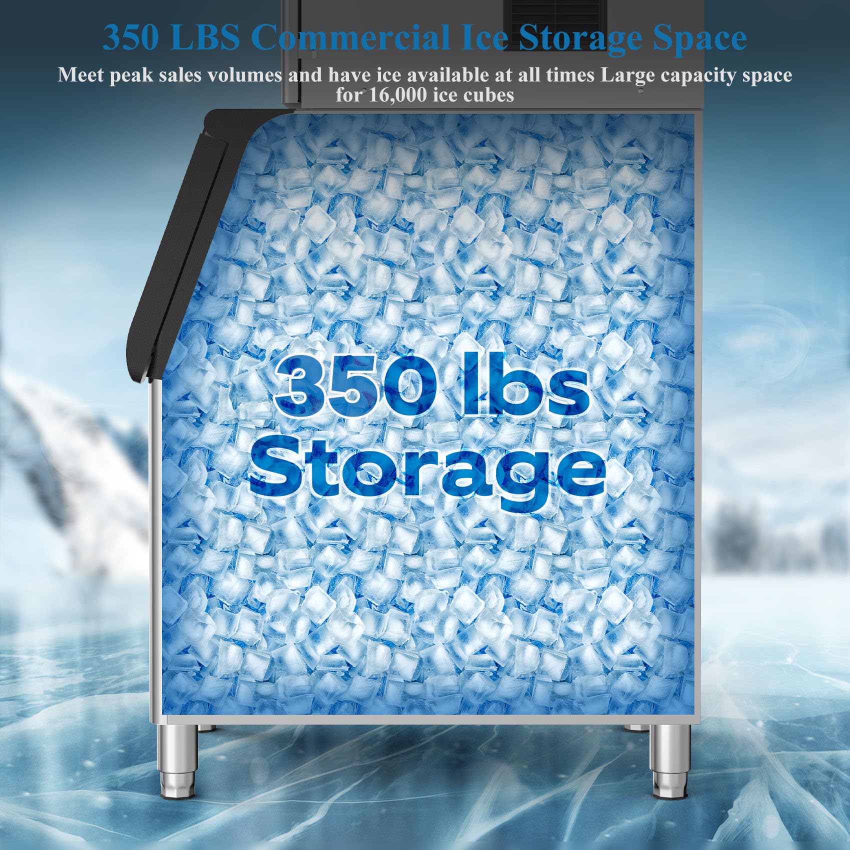 Commercial Ice Maker Machine 530Lbs/24H, Stainless Steel Industrial Ice Machine with 350Lbs Storage - Ready in 7-13 Minutes for Bars, Cafes, Restaurants & Commercial Use - Perfect for Beverage Service, Food Preservation & Large Events