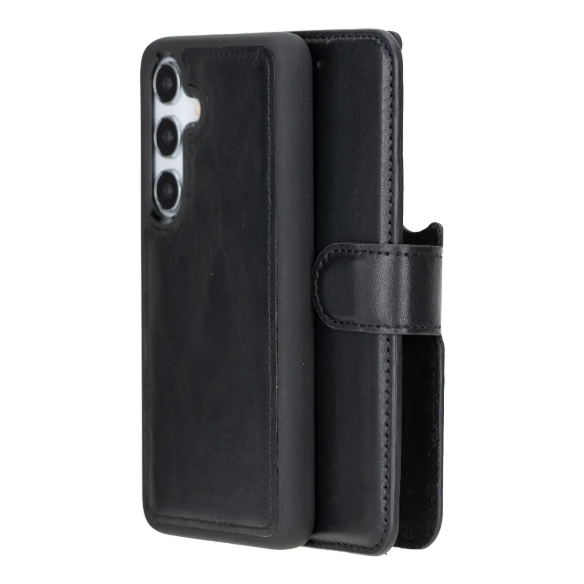 Premium Black Magnetic Leather Wallet Case for Samsung Galaxy S25 - Slim Protective Cover with Card Slots & Strong Magnet for Secure Hold | Perfect for Everyday Use, Travel & Business Meetings