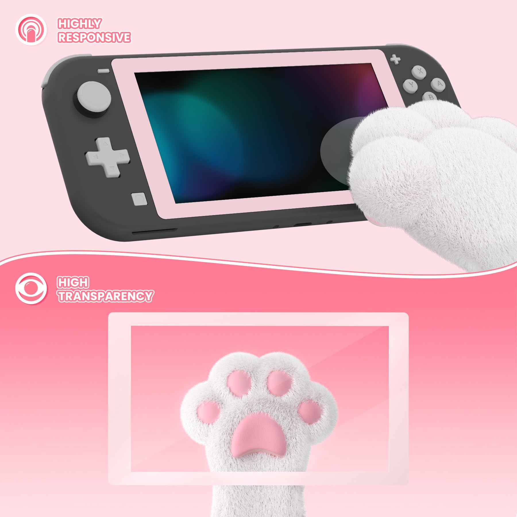 eXtremeRate Tempered Glass Screen Protector for Nintendo Switch Lite - Anti-Scratch & Anti-Fingerprint HD Clear Bubble-Free with Pink Border - Perfect for Gaming Protection & Travel Use